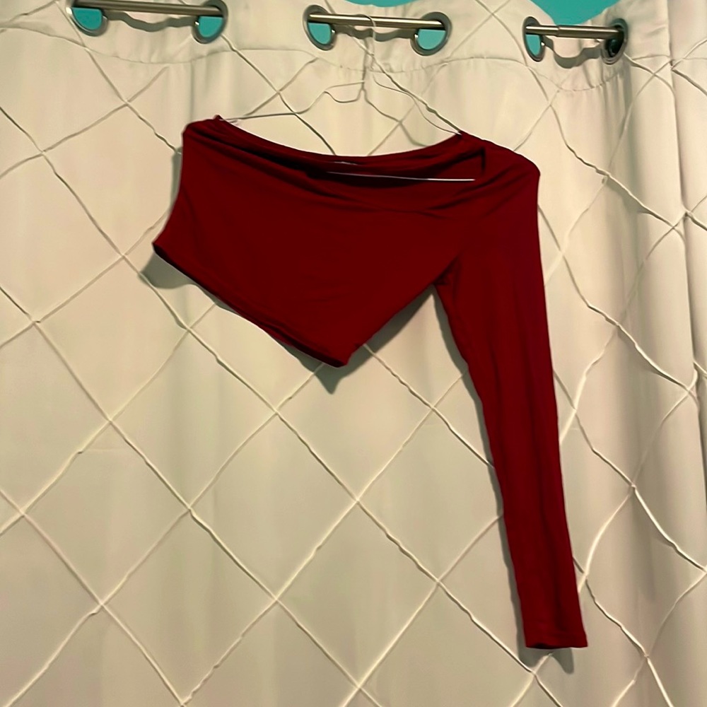 Red One Sleeve Shein Top (Size S)